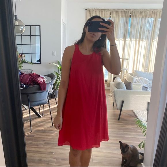 Alice + Olivia Red Mini Silk Dress Racerback - Picture 2 of 7